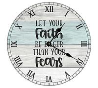 Horloge Murale,Que Votre Foi Soit Plus Grande Que Vos peurs,Silencieuse Pendule Murale Facile à Lire Horloges pour Salon Cuisine 25cm