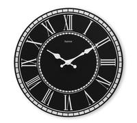 Horloge murale "Rab", horl. quartz, sil., MDF, vintage, Ø30cm, noire