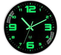 Horloge murale radio-pilotée 20 cm lumineuse, grands chiffres, design moderne sans bruit