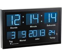 Horloge murale radio-pilotée à LED bleues [Lunartec]