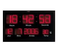 Lunartec Horloge Murale Radio-pilotée à LED Rouges