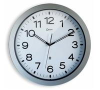 Horloge murale radio-pilotée en plastique gris