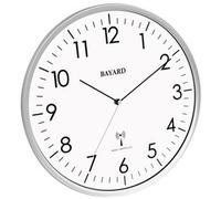 Horloge murale radio-pilotée et silencieuse argentée Bayard