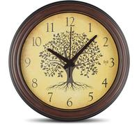 Horloge murale radiopilotée Arbre de Vie FISHTEC Ø30,5 cm Silencieuse Cadre effet bois Décoration murale
