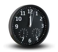 Horloge murale radiopilotée hygromètre thermomètre fond noir