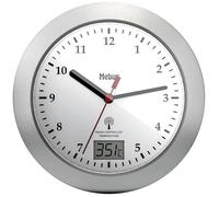Horloge murale Mebus 41124 radiopiloté(e) 17 cm x 60 mm argent pour salle de bain / pièce humide