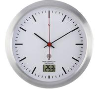 Renkforce Horloge murale E1003R radiopilotée 17 x 6 cm argent pour salle de bain / pièce humide