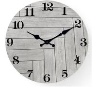 Horloge murale rétro décorative silencieuse rustique MDF gris 61 cm grand cadran chiffres lisibles sans vitre sans trotteuse pour