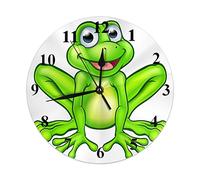 Horloge Murale Ronde 25cm, Grenouille, A, Mignon, Dessin Animé, Heureux, Grenouille, Mascotte, Caractère Grande Horloge Murale Classique Pendule Murale, pour Salon, Chambre