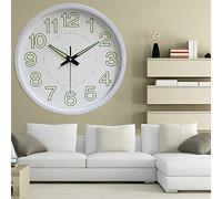 Horloge Murale Ronde, 30,5 Cm Phosphorescente, Horloge Murale Silencieuse en Bois avec Cadran Stéréoscopique, Horloge Murale Décorative Minimaliste Ronde à Quartz pour Chambre à Coucher,(Blanc)