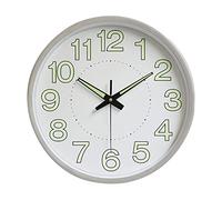 Horloge Murale Ronde, 30,5 Cm Phosphorescente, Horloge Murale Silencieuse en Bois avec Cadran Stéréoscopique, Horloge Murale Décorative Minimaliste Ronde à Quartz pour Chambre à Coucher,(Argent)