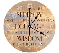 Horloge murale ronde à thème nature - Prière de sérénité et ciel lumineux - Horloge murale décorative à suspendre pour cuisine