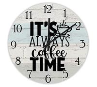 Horloge Murale Ronde,C'est Toujours l'heure du café,Grands Chiffres Horloge à Quartz Moderne Horloges pour Classe Salon 25cm