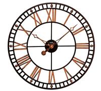 Horloge murale ronde cuivrée métal déco chiffres romains