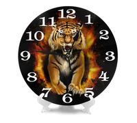 Horloge Murale Ronde de Style bohème, décorative, à Piles, silencieuse et sans tic-tac, idéale pour la Maison, Le Bureau et l'école, 24,9 cm (Tigre, 30,5 cm)