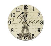 Horloge Murale Ronde de Style bohème, décorative, à Piles, silencieuse et sans tic-tac, idéale pour la Maison, Le Bureau et l'école, 24,9 cm (Tour Eiffel, 25,4 cm)