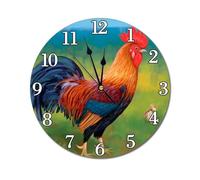 Horloge Murale Ronde de Style bohème, décorative, à Piles, silencieuse et sans tic-tac, idéale pour la Maison, Le Bureau et l'école, 24,9 cm (Coq, 30,5 cm)