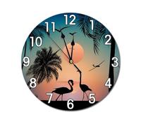 Horloge Murale Ronde de Style bohème, décorative, à Piles, silencieuse et sans tic-tac, idéale pour la Maison, Le Bureau et l'école, 24,9 cm (Flamant Rose, 30,5 cm)