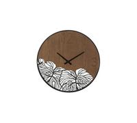 Horloge Murale Design "Leaf" 60cm Marron & Noir