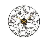 Horloge murale ronde design visages en métal 50 x 3,5 x 50 cm Noir