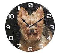 Horloge Murale Ronde drôle de Chien Yorkie, Peinture à l'huile silencieuse sans tic-tac, Maison, Bureau, école, Horloge décorative