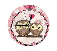 Horloge murale ronde en forme de chouettes mignonnes, horloge murale décorative de salon, silencieuse, sans tic-tac, belle horloge de 25,4 cm