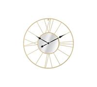 Horloge murale ronde en métal doré 80cm avec miroir Stick