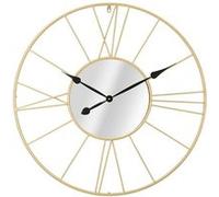 Horloge murale ronde en métal doré 80cm avec miroir Stick G