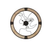 Horloge Murale ronde en Métal et Bois 60cm Naturel et Noir