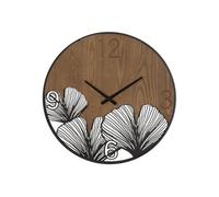 Horloge Murale Design "Super Leaf" 60cm Marron & Noir