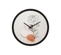 Horloge murale ronde en Métal et Verre Motif Rose 40cm Multicolore