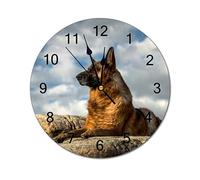 Horloge murale ronde moderne avec chiens de berger allemand, silencieuse, sans tic-tac, horloge murale pour cuisine, bureau, rétro à suspendre, 25,4 cm