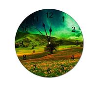 Horloge murale ronde moderne avec planète magique Sly Field Abstrait Fantasy silencieuse sans tic-tac pour cuisine, bureau, horloge rétro à suspendre, 25,4 cm