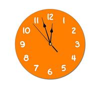 Horloge murale ronde moderne de couleur unie orange silencieuse sans tic-tac pour cuisine, bureau, horloge rétro à suspendre, 25,4 cm