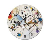 Horloge murale ronde moderne Kandinsky 1923 Composition Viii Pixdezines Horloge murale silencieuse sans tic-tac pour cuisine, bureau, horloge rétro à suspendre, 25,4 cm
