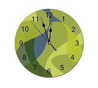 Horloge murale ronde moderne verte, cool, tendance, moderne et ondulée, formes organiques, silencieuses, sans tic-tac, pour cuisine, bureau, rétro à suspendre, 35,6 cm