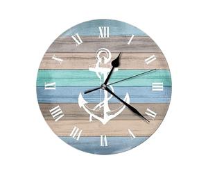 Horloge Murale sans tic-tac | Horloge Murale rétro en Bois avec Chiffres sur Le thème de la Plage, horloges murales Bleues faciles à Lire pour Lieu de Travail, Cuisine