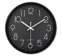 Horloge murale silencieuse 30 cm à grands chiffres à quartz à piles | Dispose d'un mouvement à quartz silencieux avec des chiffres surdimensionnés et un cadran en verre trempé pour une lecture