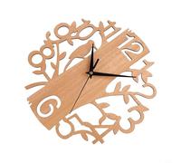 Horloge murale silencieuse 3D en forme d'arbre avec couches de bois et structure en aluminium pour chambre à coucher, salon (B)