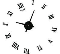 Horloge murale silencieuse 3D Moderne Acrylique Noir DIY Horloge murale autocollante pour le salon Maison