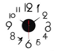 Horloge murale silencieuse 3D sans cadre avec autocollants numérotés à faire soi-même, décoration murale unique pour la maison, position et taille réglables pour art mural personnalisé (noir)