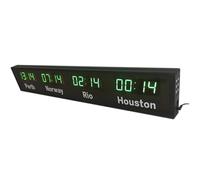 Horloge Murale silencieuse à 4 fuseaux horaires, avec télécommande, réglage de la luminosité sur 3 Niveaux, synchronisation de l'horloge Via Wi-FI, pour hôtel et aéroport.,