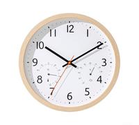 Horloge murale silencieuse à quartz de 30,5 cm avec mouvement sans tic-tac, thermomètre et hygromètre pour la surveillance du temps et du climat (C)