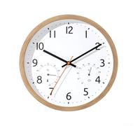 Horloge murale silencieuse à quartz de 30,5 cm avec mouvement sans tic-tac, thermomètre et hygromètre pour la surveillance du temps et du climat (B)