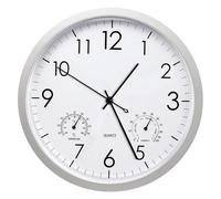 Horloge Murale Silencieuse Avec Affichage Température L'humidité,Moderne Silencieuse Pendule Murale 30CM,Ronde Murale Horloge Facile à Lire,Horloge Murale Ronde pour Décor Chambre Cuisine(Blanc)