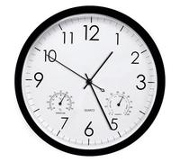 Horloge Murale Silencieuse Avec Affichage Température L'humidité,Moderne Silencieuse Pendule Murale 30CM,Ronde Murale Horloge Facile à Lire,Horloge Murale Ronde pour Décor Chambre Cuisine(Noir)
