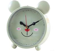 Horloge murale silencieuse avec mouvement de balayage et alarme douce pour chambre à coucher ou bureau d'étudiant - Joli design de dessin animé, alimenté par piles, construction en plastique, 11 x 3,7