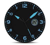 Horloge murale silencieuse bleue FISHTEC grands chiffres température intérieure LCD design moderne