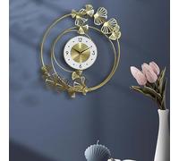 Horloge Murale silencieuse,d'art Moderne en métal décoratif 3D Forme de Feuille,Fonctionne à Piles,sans tic-tac,pour la décoration du Salon,Couleur Or,68cm/26 Pouces