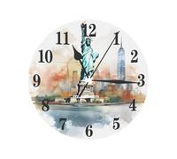 Horloge murale silencieuse de 24,9 cm - Statue de la Liberté - Horloge murale moderne pour salon, cuisine